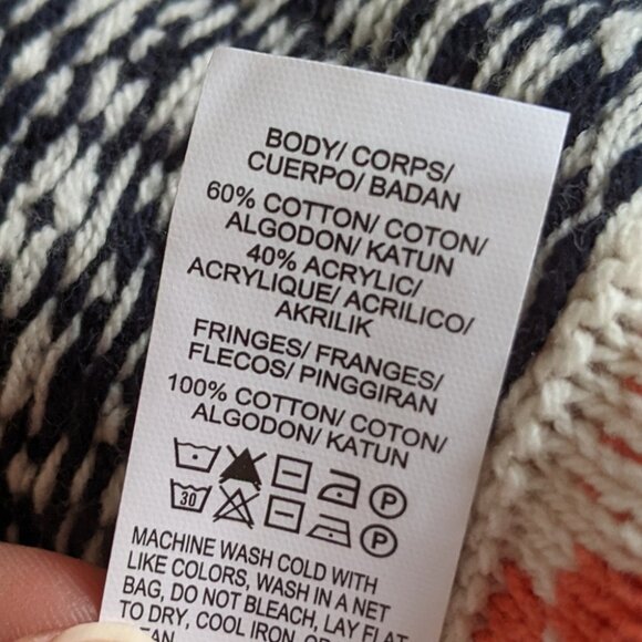 NWT Lucky Brand Fringe Jacquard Sweater Vest Open Front Sleeveless Cardigan XS/S - Picture 8 of 9